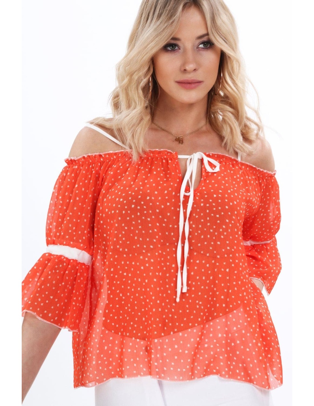 Bluza portocalie cu umerii goi MP28855 - Magazin online - Boutique